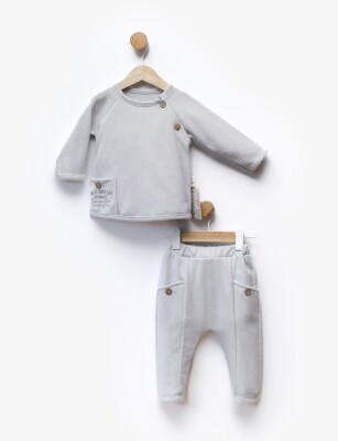 Toptan Unisex Bebek 2'li Eşofman Takımı 6-36M Flexi Baby 2063-217576 Gri