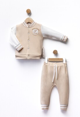 Toptan Unisex Bebek 2'li Kolej Ceket ve Pantolon Takım 6-18M Flexi Baby 2063-217613 - Flexi Baby