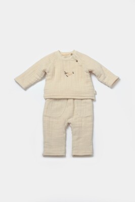 Toptan Unisex Bebek 2'li Sweatshirt ve Pantolon Takımı %100 Pamuk Baby Cosy 2022-CSYM7021 - 1