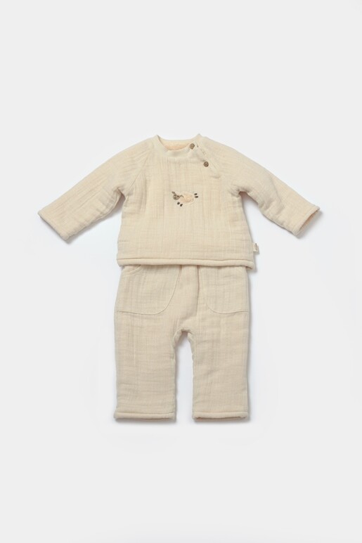 Toptan Unisex Bebek 2'li Sweatshirt ve Pantolon Takımı %100 Pamuk Baby Cosy 2022-CSYM7021 - 1