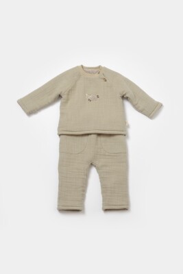 Toptan Unisex Bebek 2'li Sweatshirt ve Pantolon Takımı %100 Pamuk Baby Cosy 2022-CSYM7022 - Baby Cosy