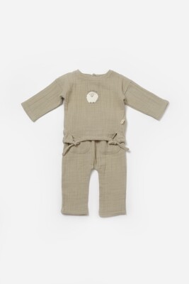 Toptan Unisex Bebek 2'li Sweatshirt ve Pantolon Takımı %100 Pamuk Baby Cosy 2022-CSYM7025 - Baby Cosy