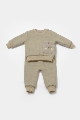 Toptan Unisex Bebek 2'li Sweatshirt ve Pantolon Takımı %100 Pamuk Baby Cosy 2022-CSYM7028 - Baby Cosy