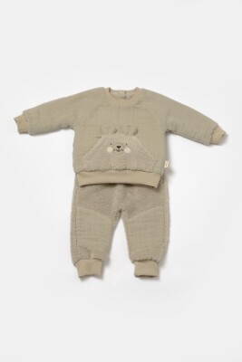 Toptan Unisex Bebek 2'li Sweatshirt ve Pantolon Takımı %100 Pamuk Baby Cosy 2022-CSYM7031 - 1
