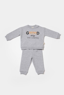 Toptan Unisex Bebek 2'li Sweatshirt ve Pantolon Takımı 3-24M Organik Pamuk Baby Cosy 2022-CSY8008 - Baby Cosy