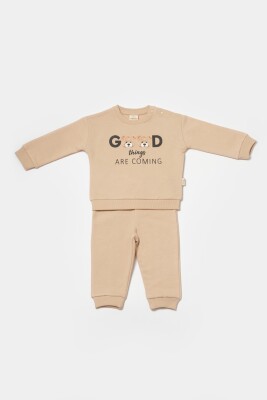 Toptan Unisex Bebek 2'li Sweatshirt ve Pantolon Takımı 3-24M Organik Pamuk Baby Cosy 2022-CSY8011 - Baby Cosy