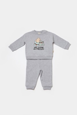 Toptan Unisex Bebek 2'li Sweatshirt ve Pantolon Takımı 3-24M Organik Pamuk Baby Cosy 2022-CSY8024 - 1