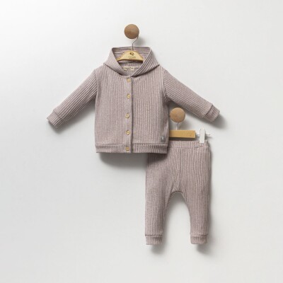 Toptan Unisex Bebek 2'li Takım Hırka ve Pantolon Takım 6-12M Cassiope 2061-473792 - Cassiope