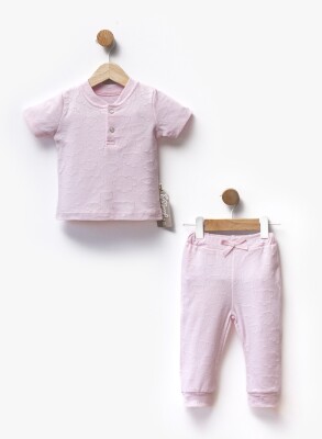 Toptan Unisex Bebek 2'li Tişört ve Pantolon Takım 6-36M Flexi Baby 2063-217616 Pembe