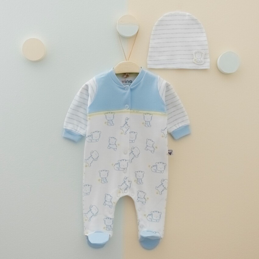 Toptan Unisex Bebek 2'li Tulum ve Bere Takım 0-6M Vina baby 2042-00110 - 1