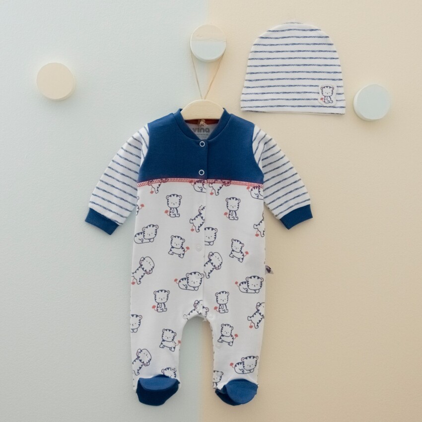 Toptan Unisex Bebek 2'li Tulum ve Bere Takım 0-6M Vina baby 2042-00110 - 3