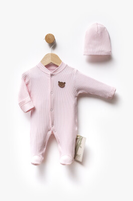 Toptan Unisex Bebek 2'li Yenidoğan Tulum ve Şapka 0-3M Flexi Baby 2063-513018 Pembe