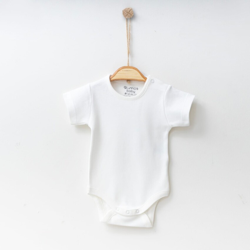 Toptan Unisex Bebek Body 0-18M Gümüş Baby 2043-0050 - 5