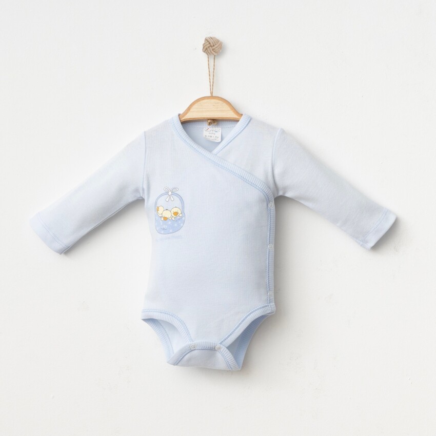 Toptan Unisex Bebek Body 0-3M Gümüş Baby 2043-0073 - 2