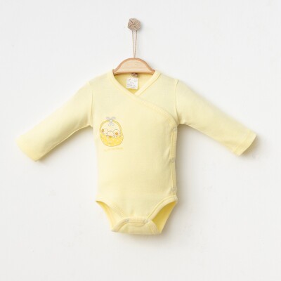 Toptan Unisex Bebek Body 0-3M Gümüş Baby 2043-0073 Sarı