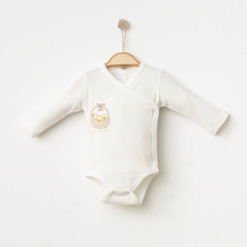 Toptan Unisex Bebek Body 0-3M Gümüş Baby 2043-0073 - 5