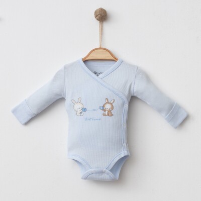 Toptan Unisex Bebek Body 0-6M Gümüş Baby 2043-0074 - 2