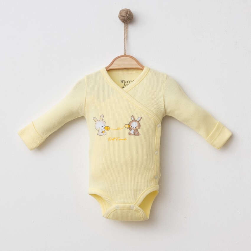 Toptan Unisex Bebek Body 0-6M Gümüş Baby 2043-0074 - 3