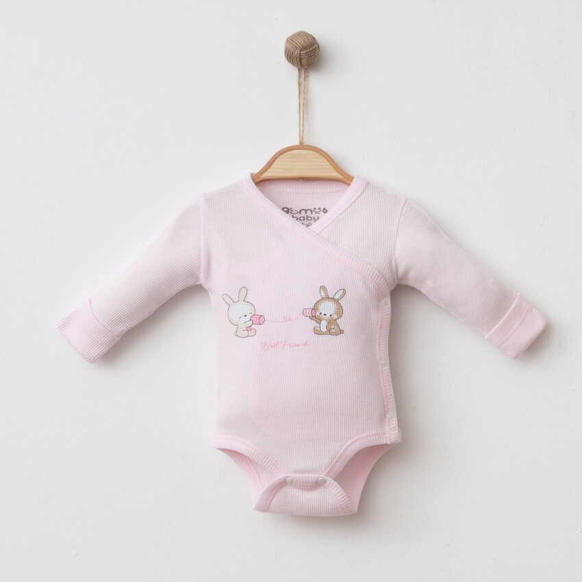 Toptan Unisex Bebek Body 0-6M Gümüş Baby 2043-0074 - 4