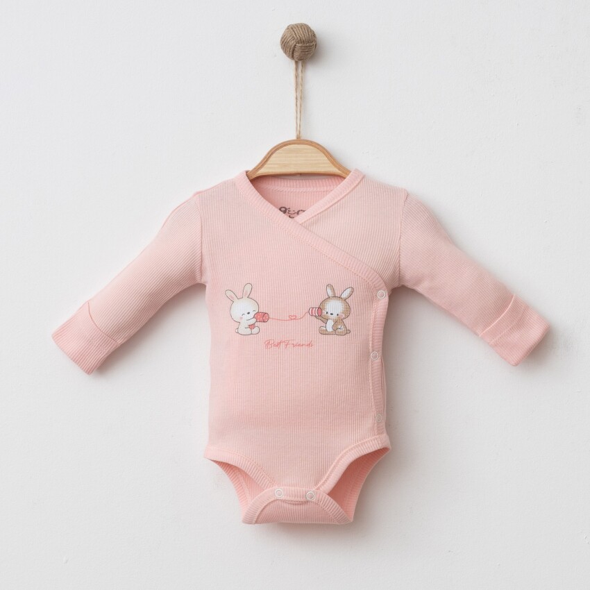 Toptan Unisex Bebek Body 0-6M Gümüş Baby 2043-0074 - 6