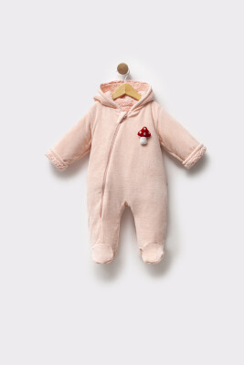 Toptan Unisex Bebek Mantar Aksesuarlı Kozmonot Tulum 3-12M Minicorn 2018-2351 Pembe