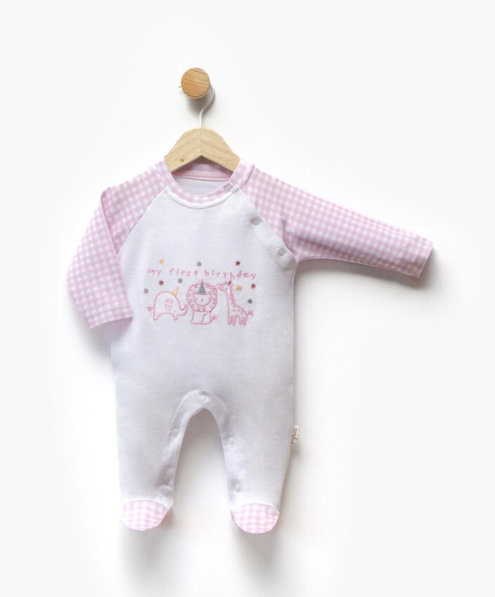 Toptan Unisex Bebek Nakışlı Tulum 0-6M Flexi Baby 2063-252345 - 3