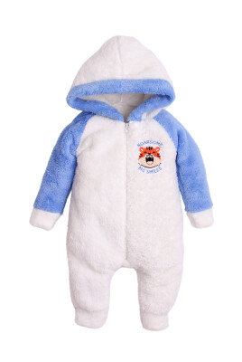 Toptan Unisex Bebek Nakışlı Welsoft Tulum 3-12M Kidexs 1026-40153 Mavi