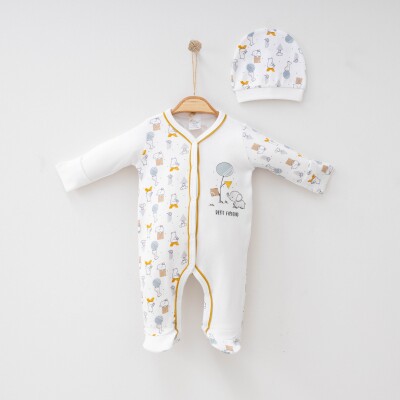 Toptan Unisex Bebek Tulum 0-3M Gümüş Baby 2043-0087 Hardal