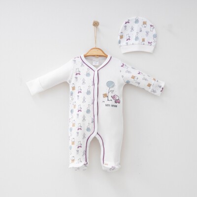 Toptan Unisex Bebek Tulum 0-3M Gümüş Baby 2043-0087 - Gümüş Baby