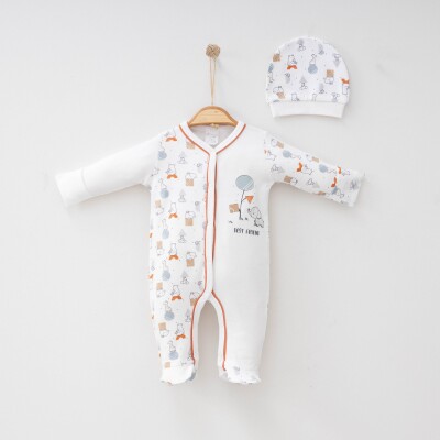 Toptan Unisex Bebek Tulum 0-3M Gümüş Baby 2043-0087 Kiremit