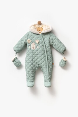 Toptan Unisex Bebek Tulum Mont ve Eldiven Takım 0-12M Babyline 2015-24-210 Mint yeşili