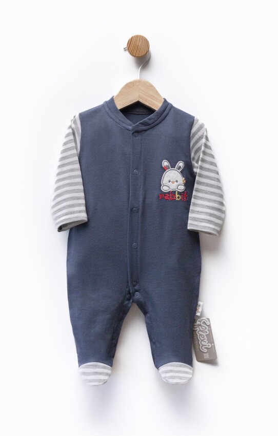 Toptan Unisex Bebek Yenidoğan Nakışlı Tulum 0-6M Flexi Baby 2063-252305 - 6