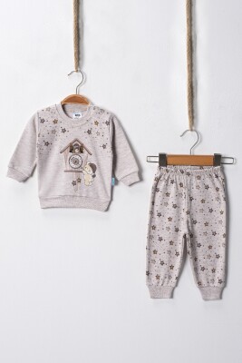 Toptan Unisex Bebek Yıldızlı Pijama Takımı 3-9M Hoppidik 2017-2393 - 2