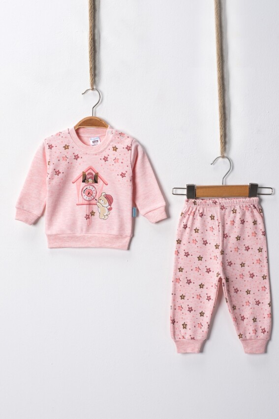 Toptan Unisex Bebek Yıldızlı Pijama Takımı 3-9M Hoppidik 2017-2393 - 3