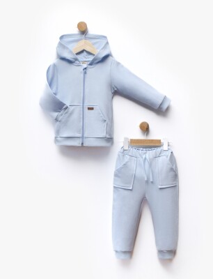 Toptan Unisex Çocuk 2'li Hırka ve Pantolon Takım 1-5Y Flexi Baby 2063-217539 Bebe Mavisi