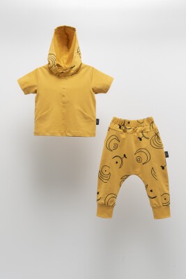 Toptan Unisex Çocuk 2'li Tişört ve Pantolon Takım 2-5Y Moi Noi 1058-MN51192 - 1