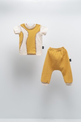 Toptan Unisex Çocuk 2'li Tişört ve Pantolon Takım 2-5Y Moi Noi 1058-MN51302 - Moi Noi