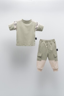 Toptan Unisex Çocuk 2'li Tişört ve Pantolon Takım 6-9Y Moi Noi 1058-MN51333 - Moi Noi