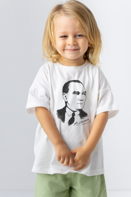 Toptan Unisex Çocuk Atatürk Baskılı Kısa Kollu T-shirt 4-12Y Zeyland 1070-252Z3NSN52 - 1