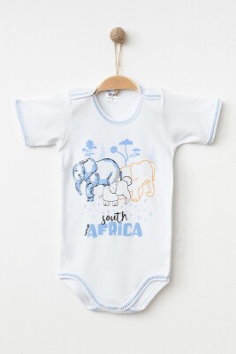 Toptan Unisex Çocuk Çıtçıtlı Badi 2-4Y Hoppidik 2017-7136 White-Blue