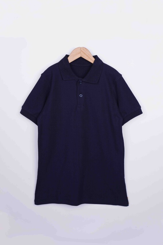 Toptan Unisex Çocuk Kısa Kollu Polo Yaka Tişört 6-9Y İnterkidsy Basic 2027-2305 - 4