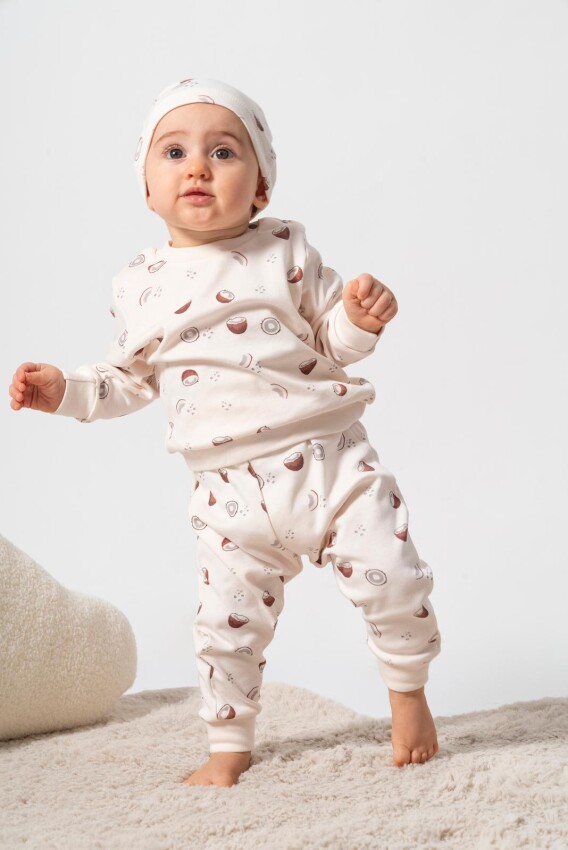 Toptan Unisex Organik Pamuk Bebek Takımı 3-18M Bubbles 2040-7029 - 1