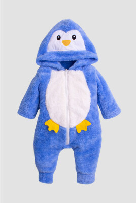 Toptan Unisex Penguen Kostümlü Welsoft Tulum 3-12M Kidexs 1026-40108 - Kidexs