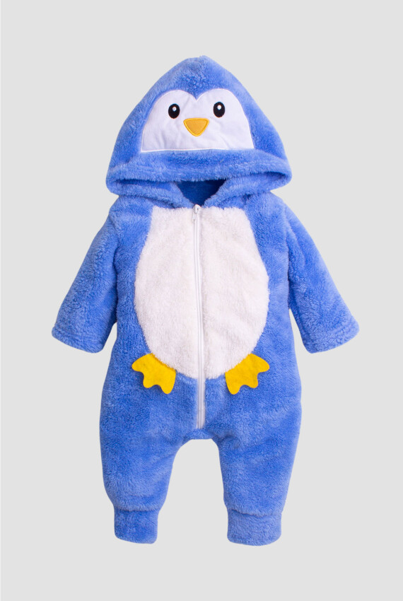 Toptan Unisex Penguen Kostümlü Welsoft Tulum 3-12M Kidexs 1026-40108 - 1