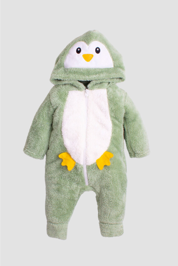 Toptan Unisex Penguen Kostümlü Welsoft Tulum 3-12M Kidexs 1026-40108 - 2