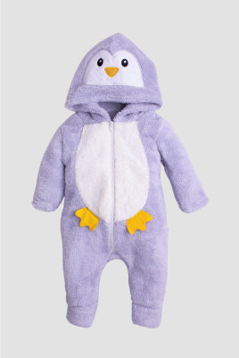 Toptan Unisex Penguen Kostümlü Welsoft Tulum 3-12M Kidexs 1026-40108 Gri