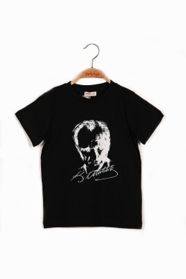 Unisex Çocuk Atatürk Baskılı Siyah T-Shirt (4-12yaş) Zeyland 1070-221Z3KSM52 - Zeyland