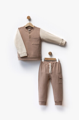 Two-Tone and Pocket Sweat Pants Two-Piece Set 2-5Y Flexi Baby 2063-217614 Кофейный цвет