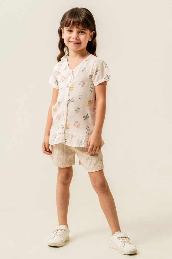 V-Neck Blouse 2-Piece Girls Set 2-5Y Sani 1068-30077 - 1