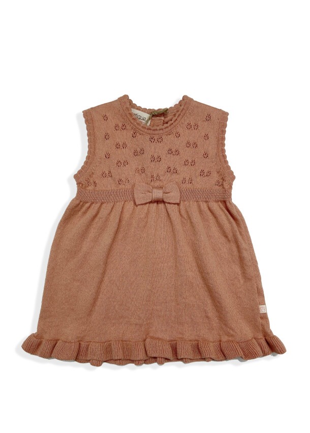 Wholesale 100% Organic Cotton With GOTS Certified Knitwear Sleeveless Dress 0-12M Uludağ Triko 1061-2111 - 1